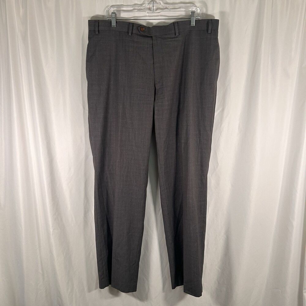 Ralph Lauren Dress Pants Men's 40x32 Grey Plaid Flat Front Pockets Polyester